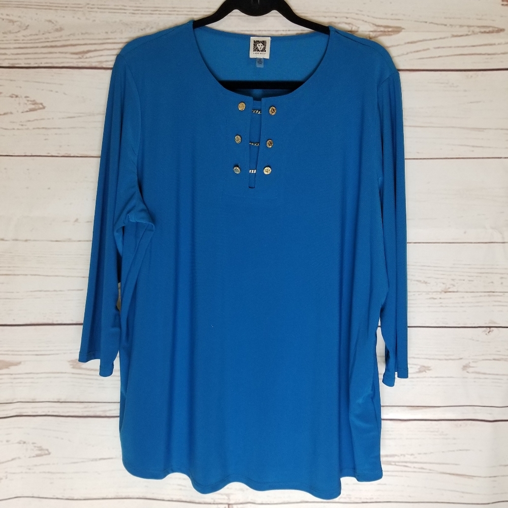 Anne Klein Teal Plus Blouse